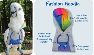 タイハクオウムが着たバーディフーディ（中～大型向け）